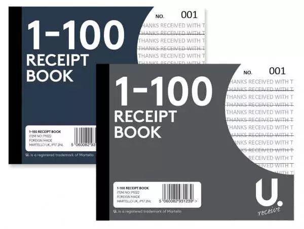 Duplicate Receipt Book Numbered Cash 1 - 100 Pages Pad Carbon Invoice