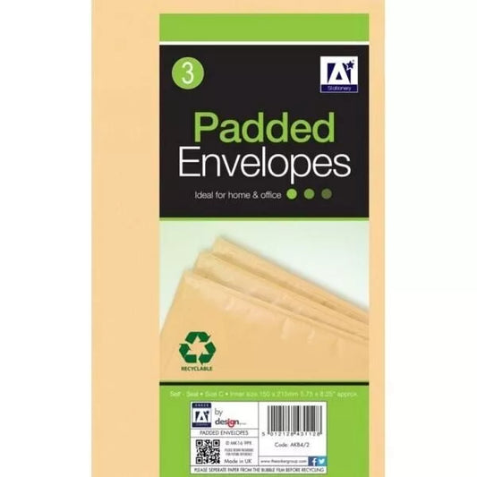 Padded Envelopes |  Pack of 3 | Size J