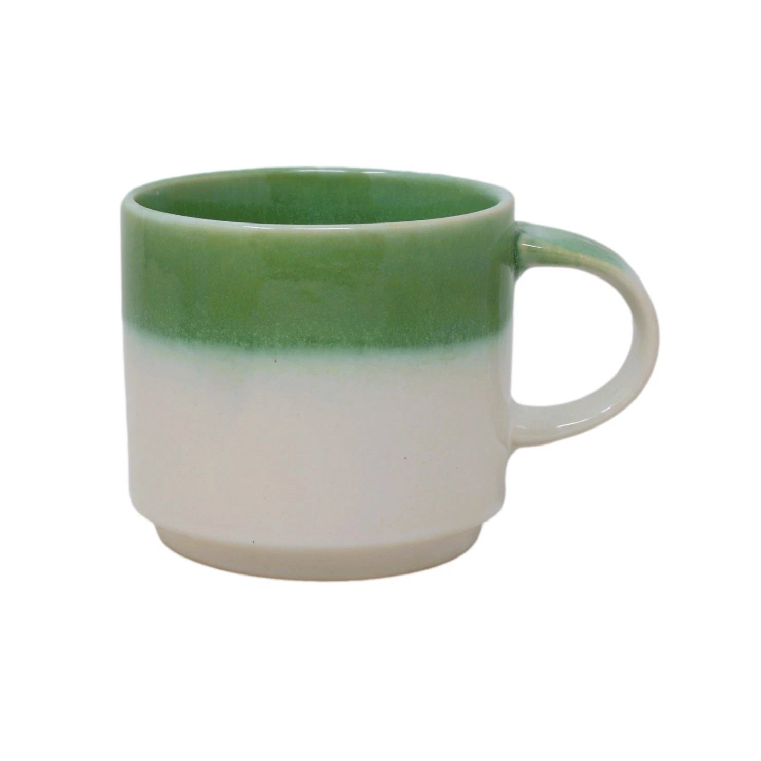 Coffee Mug Reactive Glaze Two-Tone Green