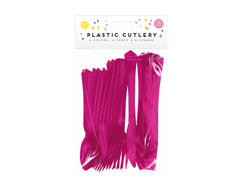 Reusable Plastic Cutlery Coloured | 18 Pack