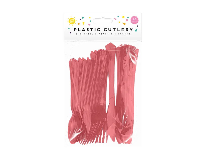 Reusable Plastic Cutlery Coloured | 18 Pack