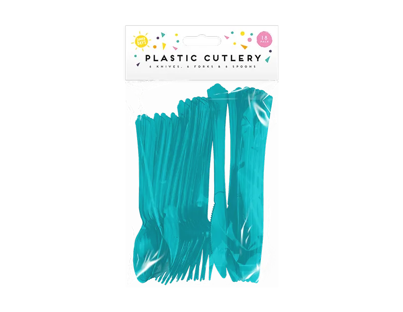 Reusable Plastic Cutlery Coloured | 18 Pack